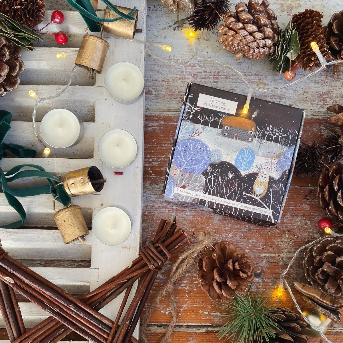 Nutmeg and Cinnamon Winter Tea Light Candle Gift Box