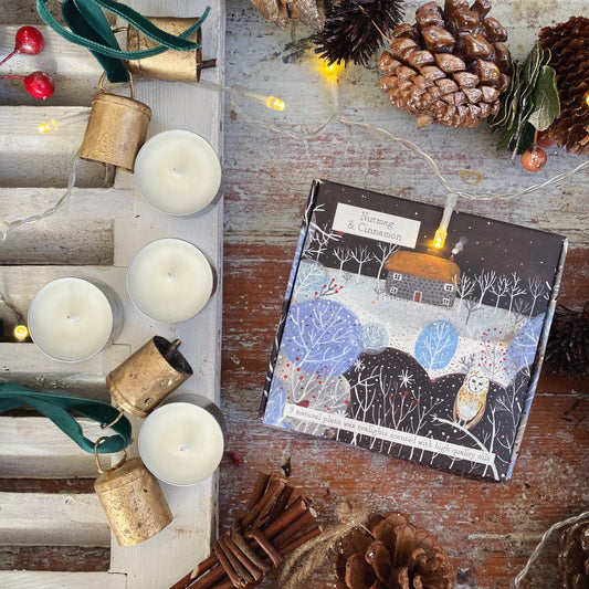 Nutmeg and Cinnamon Winter Tea Light Candle Gift Box