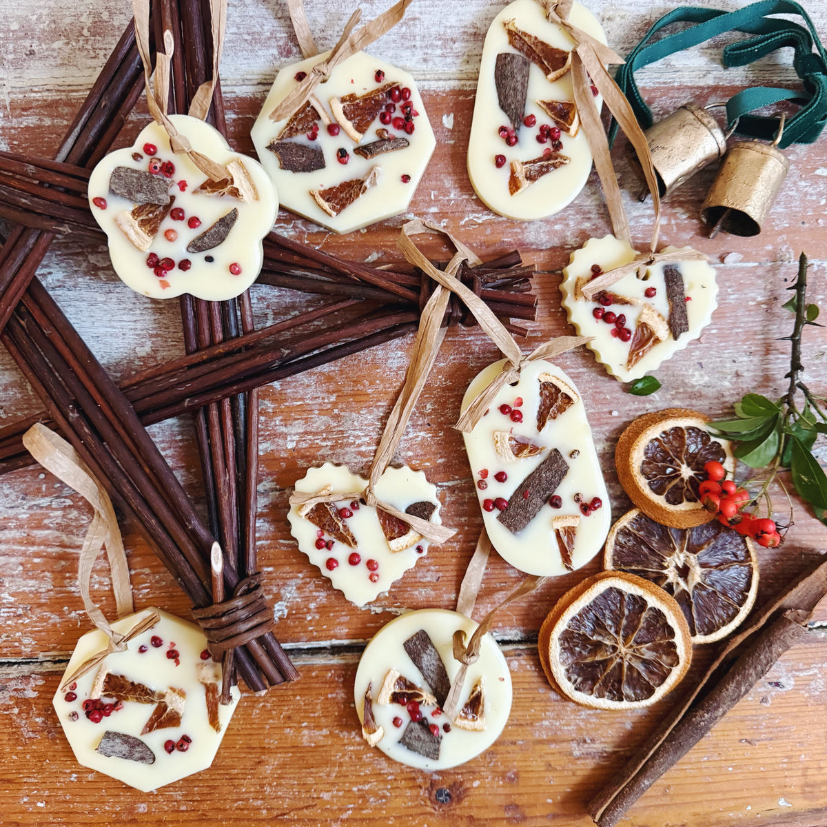 Orange and Cinnamon Scented Wax Tree Decorations