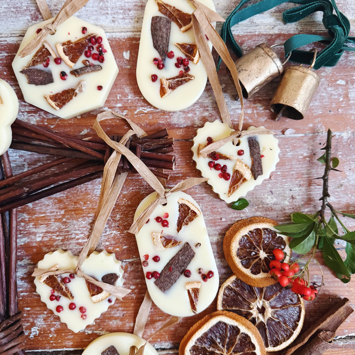 Orange and Cinnamon Scented Wax Tree Decorations