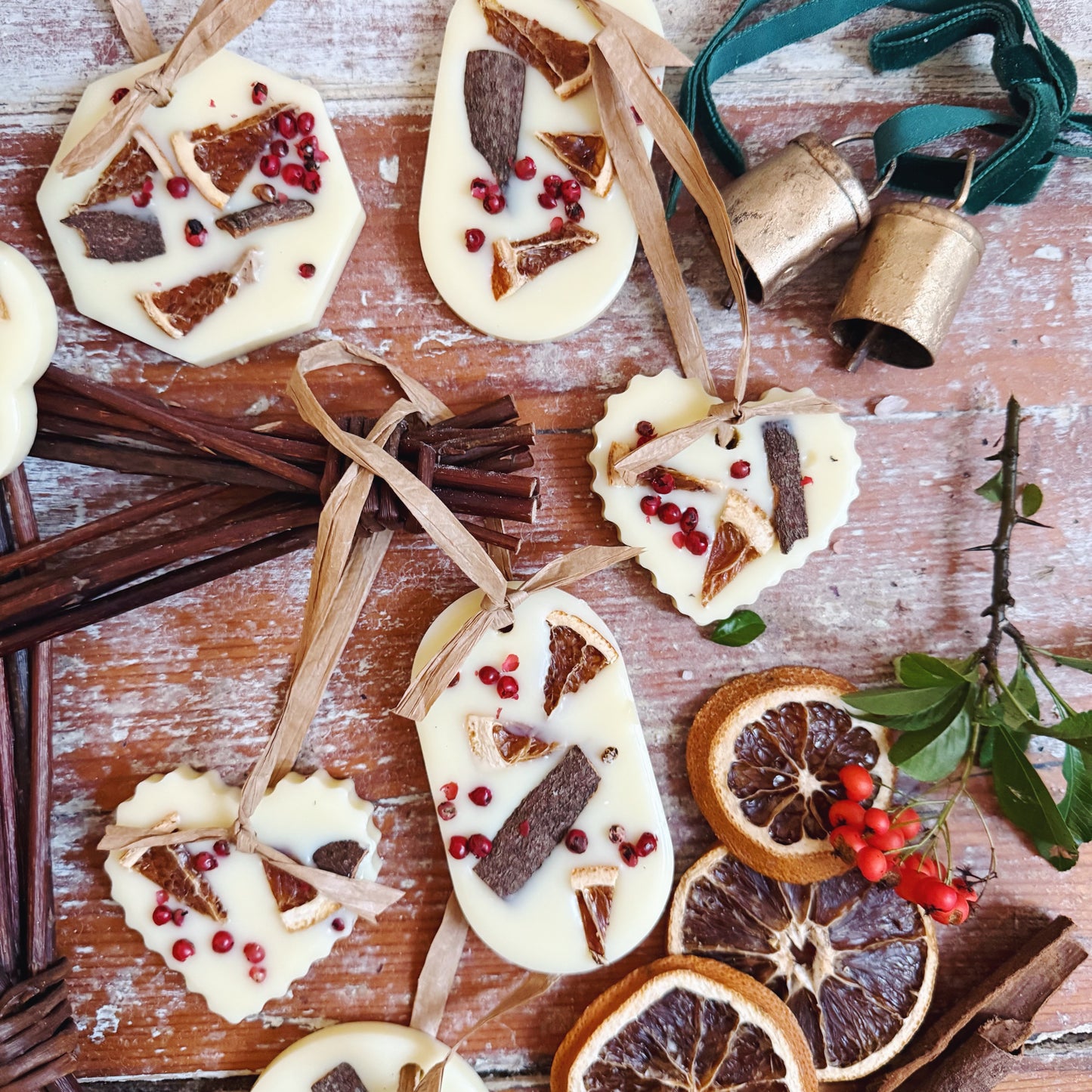 Orange and Cinnamon Scented Wax Tree Decorations